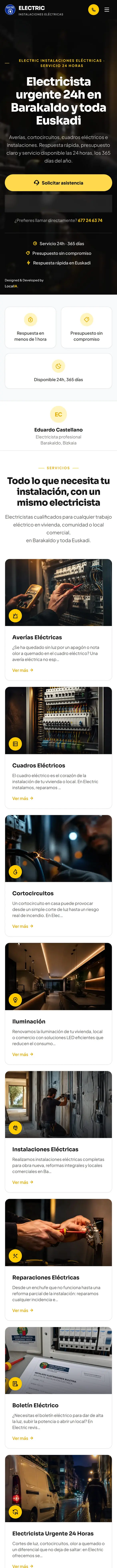 Página completa de Electric Instalaciones Eléctricas en móvil