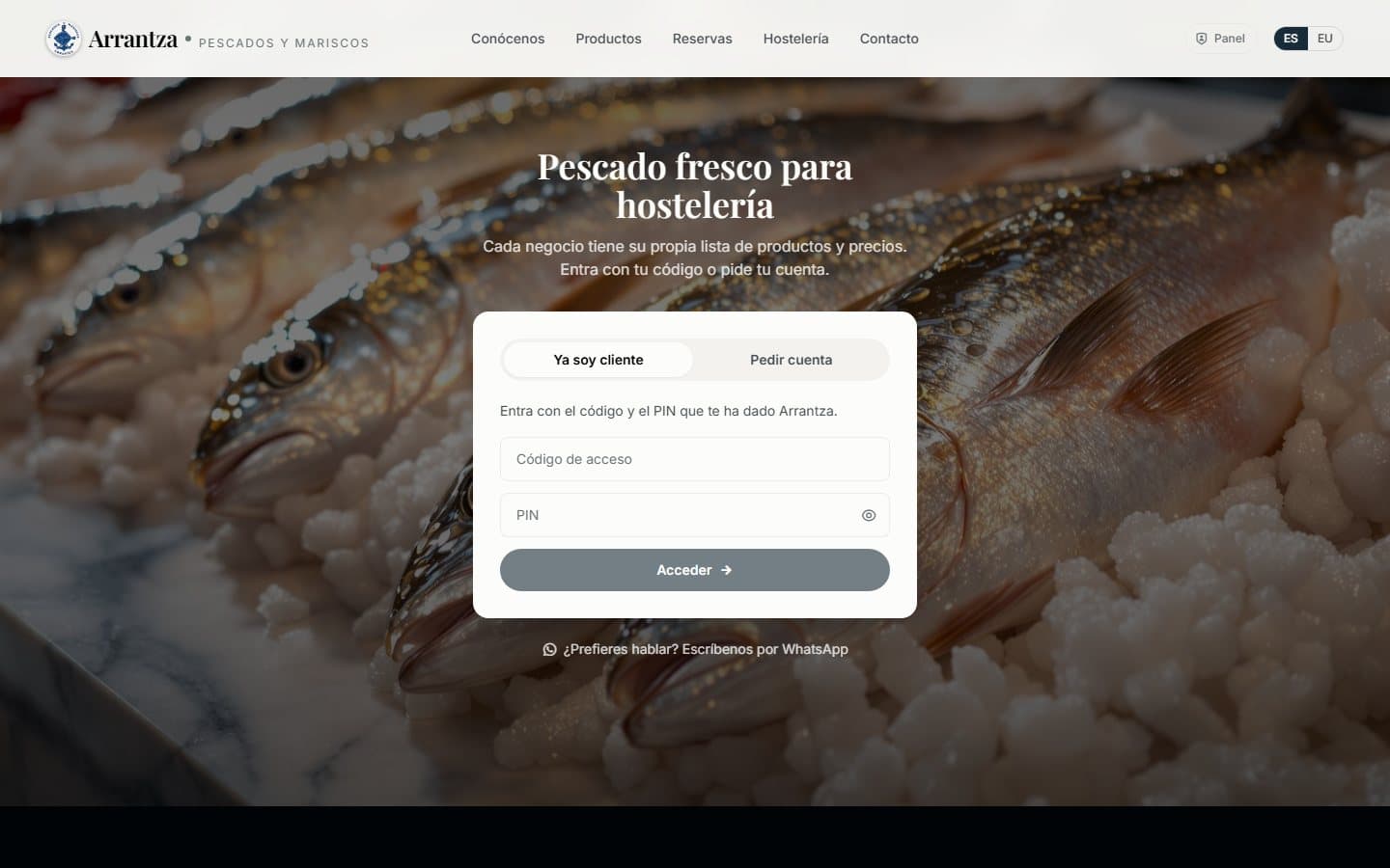 Acceso privado para hostelería — Pescados y Mariscos Arrantza