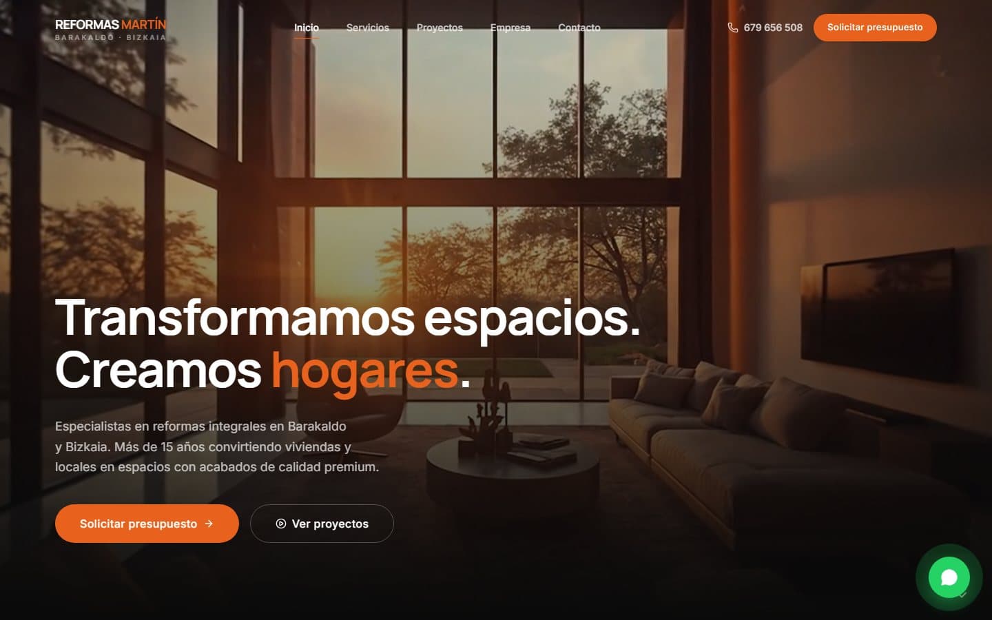 Página de inicio de la web de Reformas Integrales Martín en escritorio