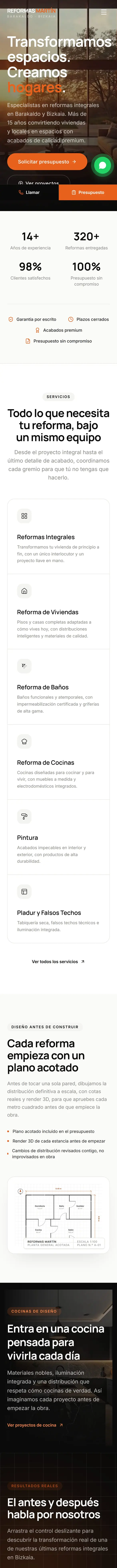 Página completa de Reformas Integrales Martín en móvil