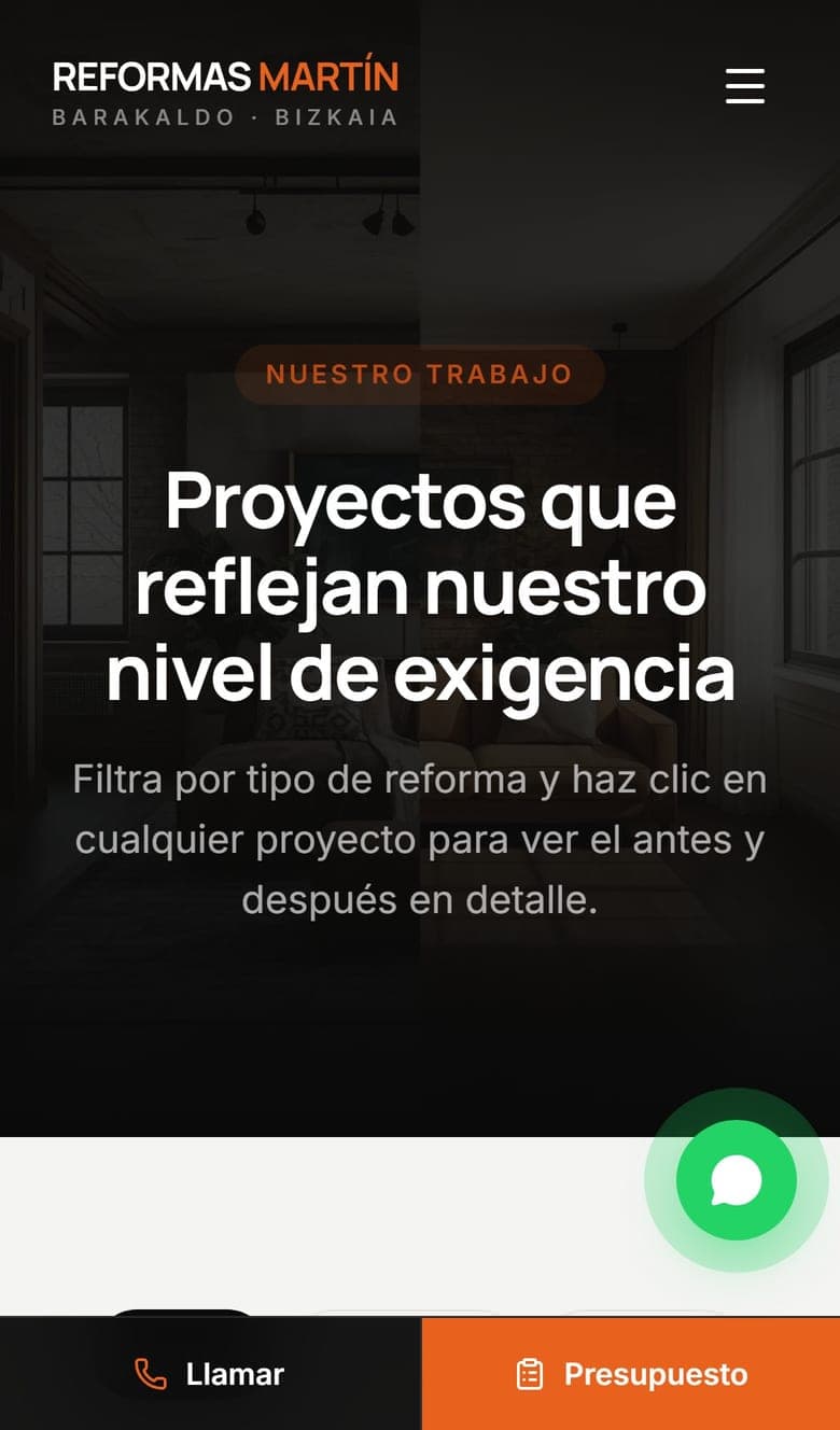 Proyectos en móvil — Reformas Integrales Martín
