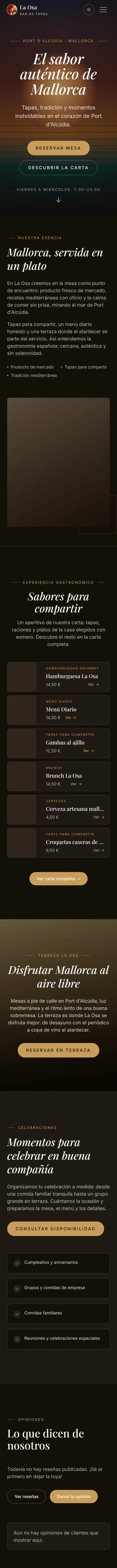 Página completa de Bar de Tapas La Osa en móvil